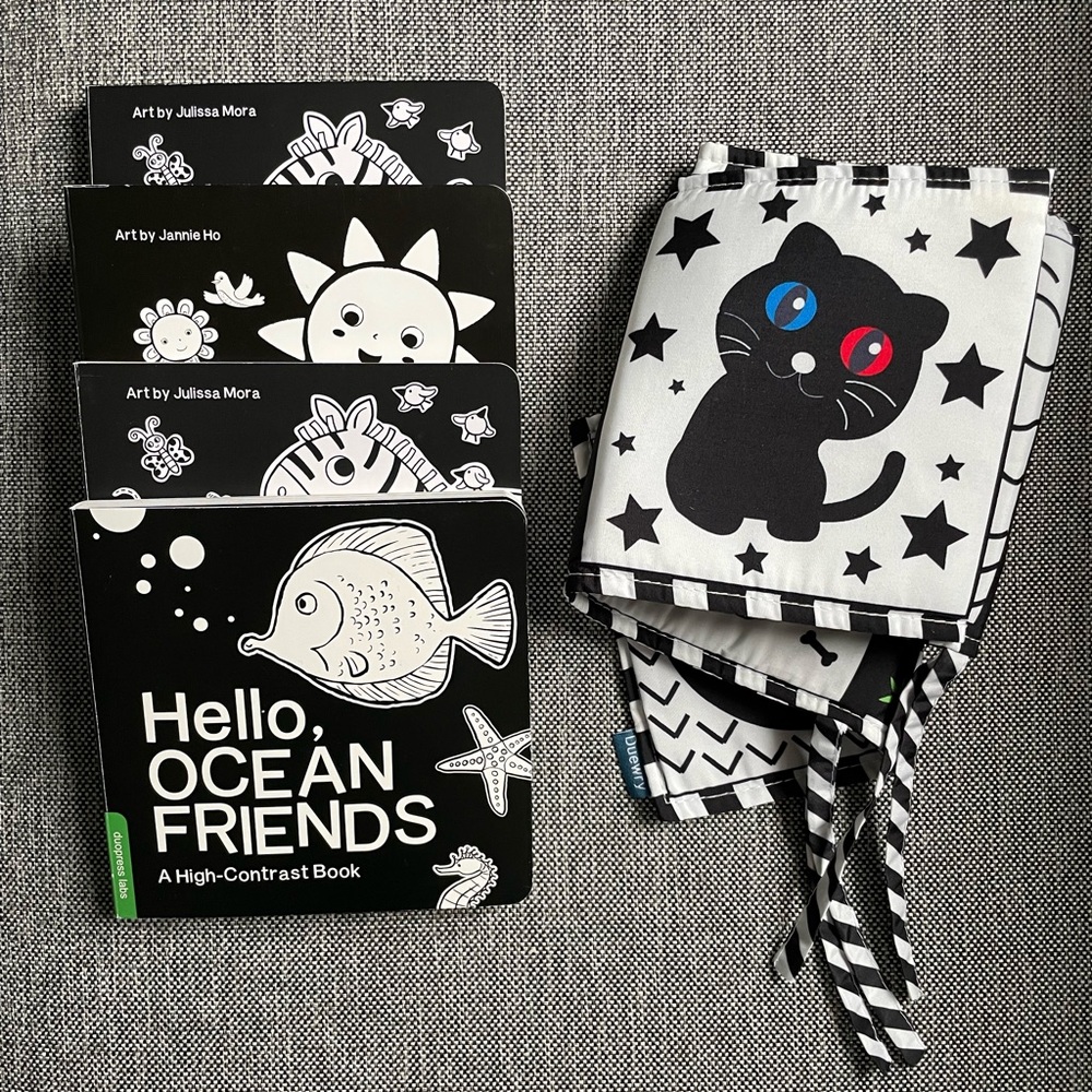 High contrast, newborn, baby board and soft books assortment lot